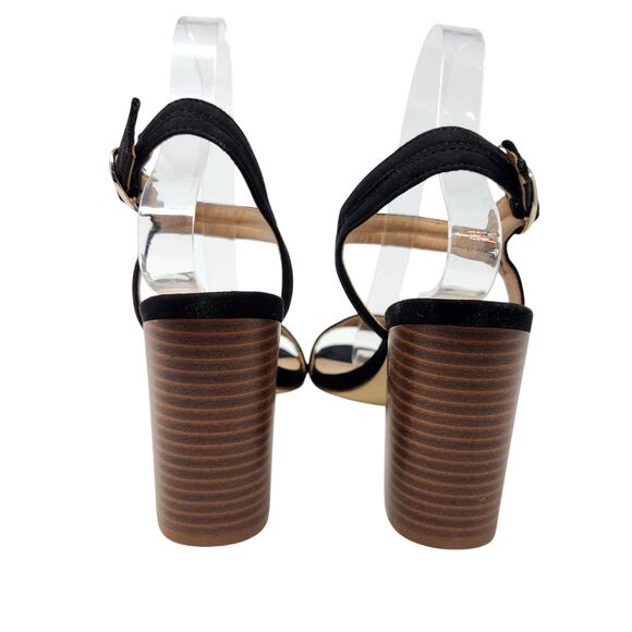 Loft Faux Suede Block Heels Sandal Adjustable Ankle Strap Black Size 7 M - Picture 9 of 12